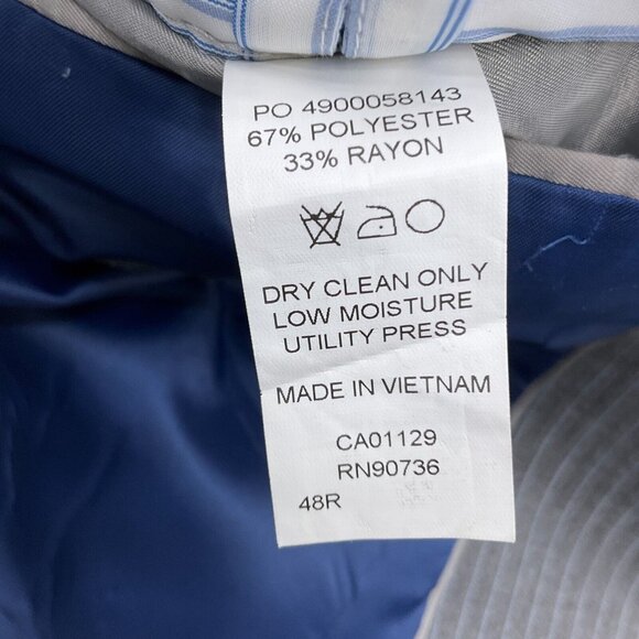 Bill Blass Blazer Men 48R Gray Pinstripe‎ Karako Classic Career Jacket Polyester - Picture 12 of 13